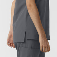 NURTUR Women's Drop Shoulder Tunic Scrub Top - Pewter side hem vent