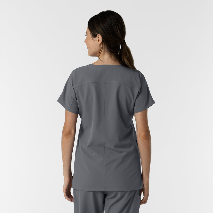 NURTUR Women's Drop Shoulder Tunic Scrub Top Pewter back view