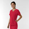 Nurtur Women's Drop Shoulder Tunic Scrub Top - Red