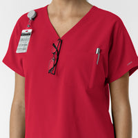 Nurtur Women's Drop Shoulder Tunic Scrub Top - Red