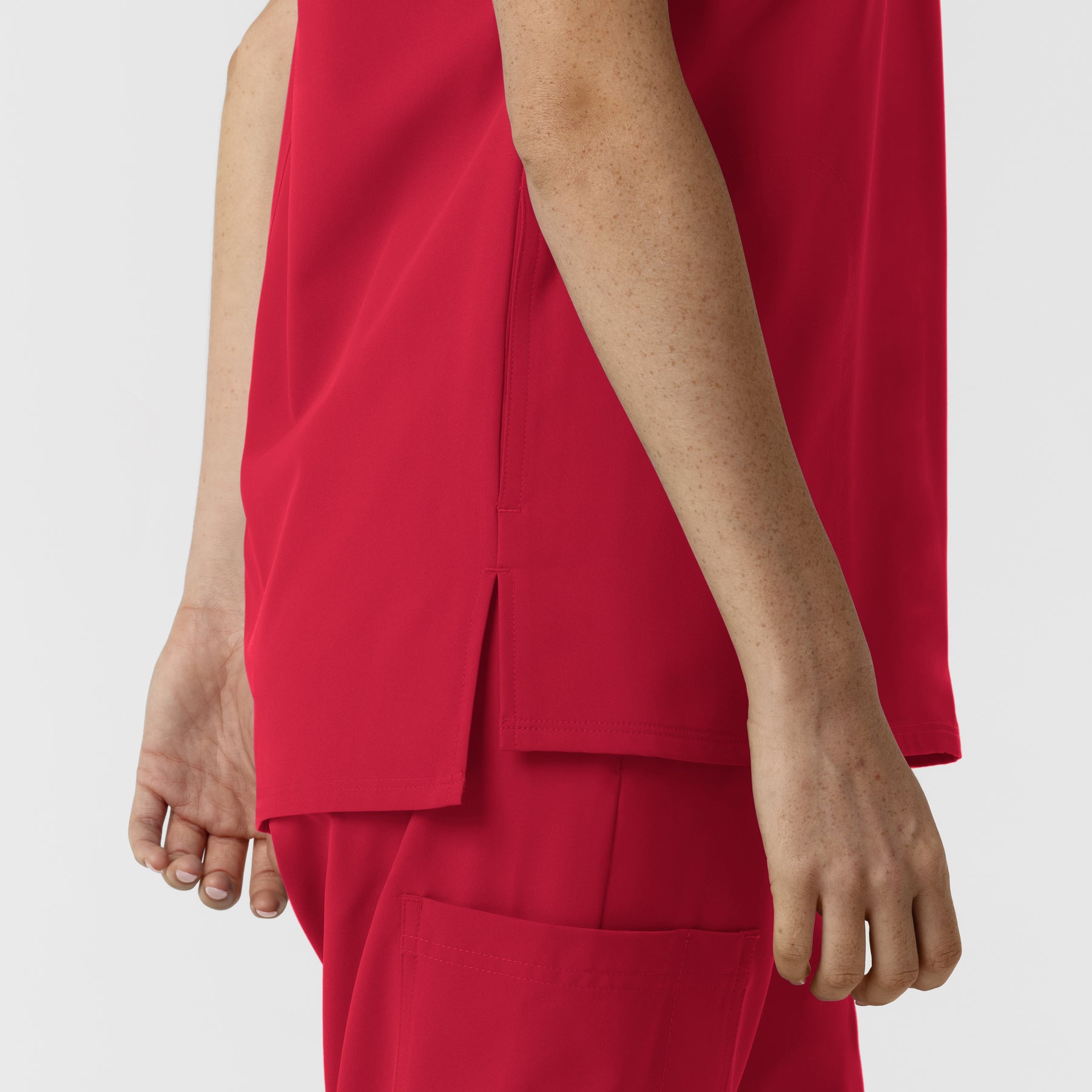 Nurtur Women's Drop Shoulder Tunic Scrub Top - Red