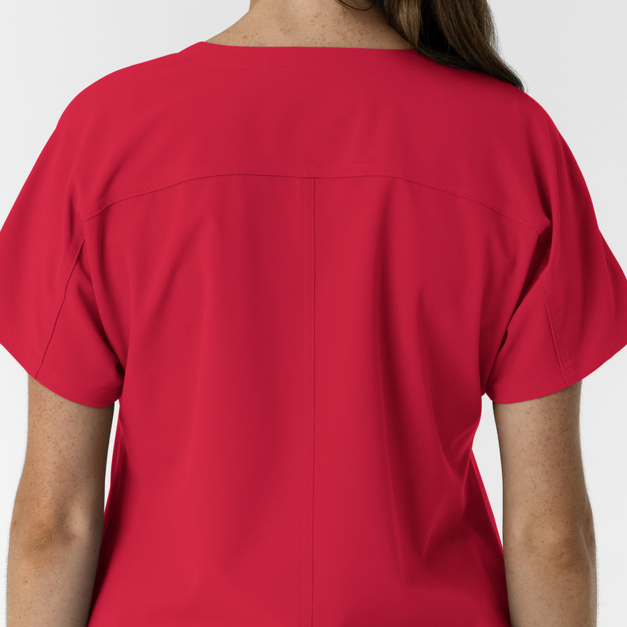 Nurtur Women's Drop Shoulder Tunic Scrub Top - Red