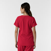 Nurtur Women's Drop Shoulder Tunic Scrub Top - Red