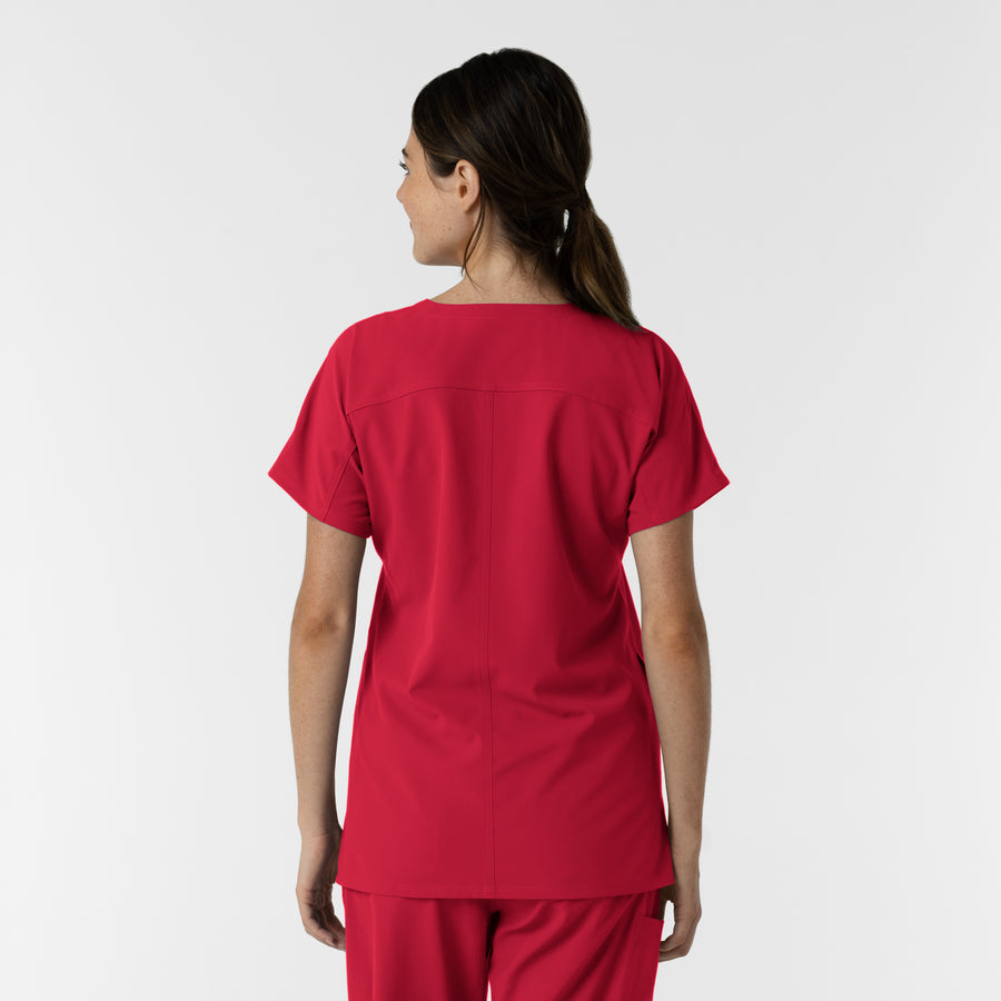 Nurtur Women's Drop Shoulder Tunic Scrub Top - Red