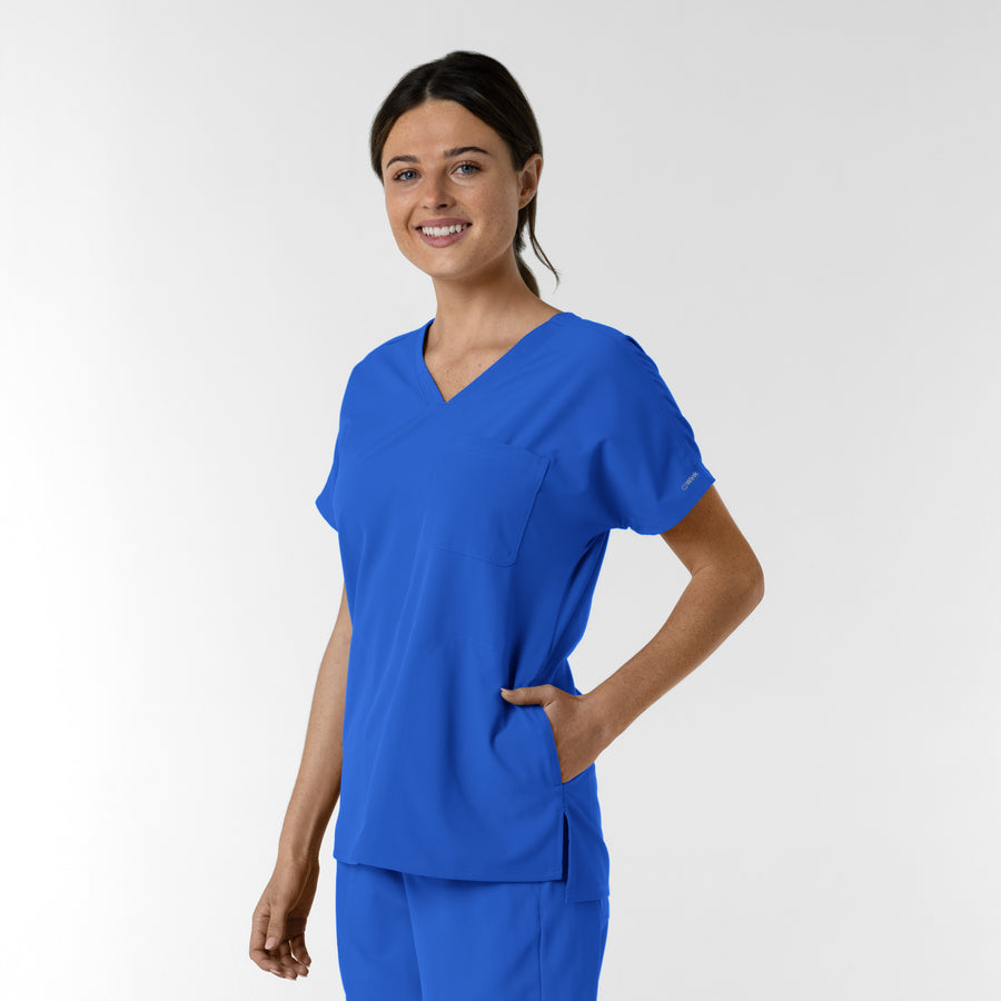 NURTUR Women's Drop Shoulder Tunic Scrub Top - Royal side