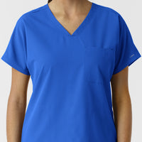NURTUR Women's Drop Shoulder Tunic Scrub Top - Royal neckline