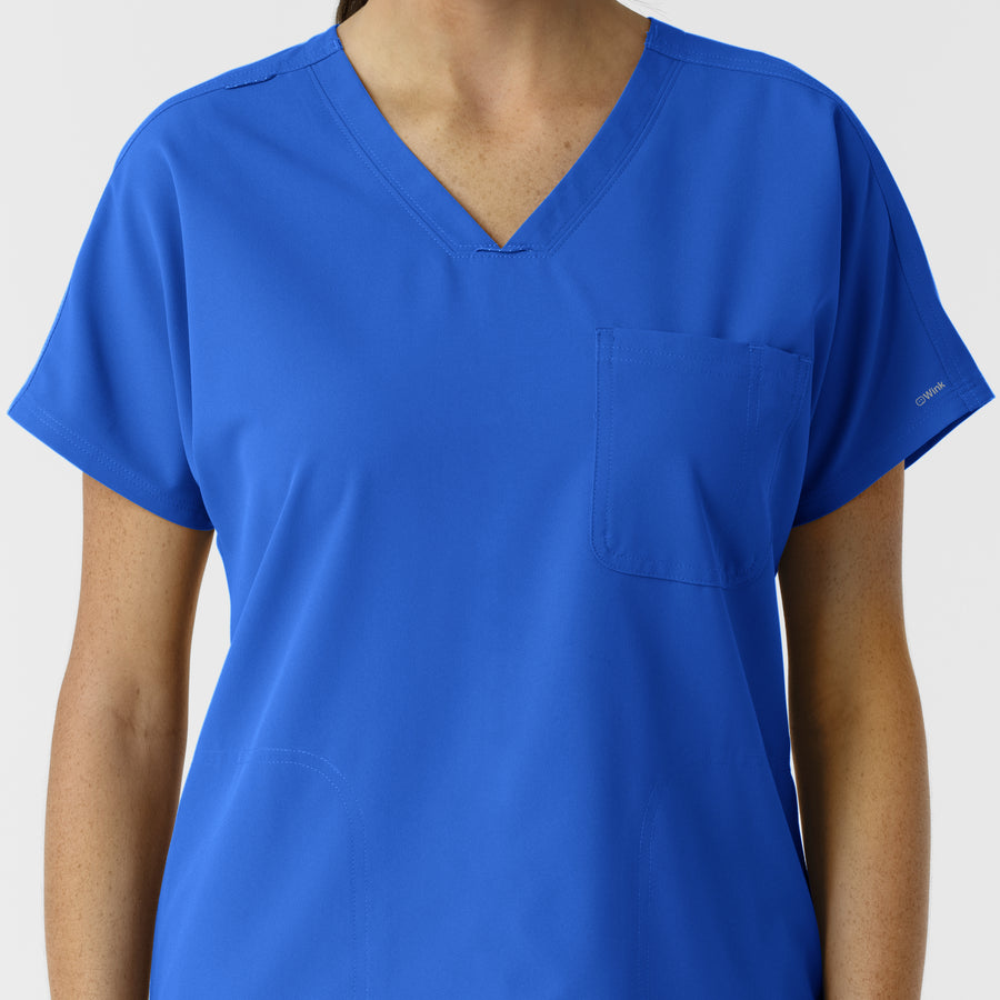 NURTUR Women's Drop Shoulder Tunic Scrub Top - Royal neckline