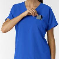 NURTUR Women's Drop Shoulder Tunic Scrub Top - Royal chest pocket