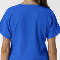 NURTUR Women's Drop Shoulder Tunic Scrub Top - Royal back detail