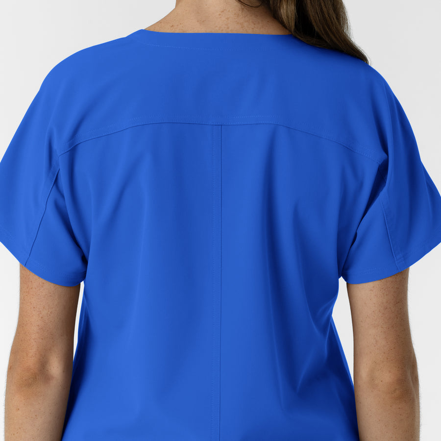 NURTUR Women's Drop Shoulder Tunic Scrub Top - Royal back detail