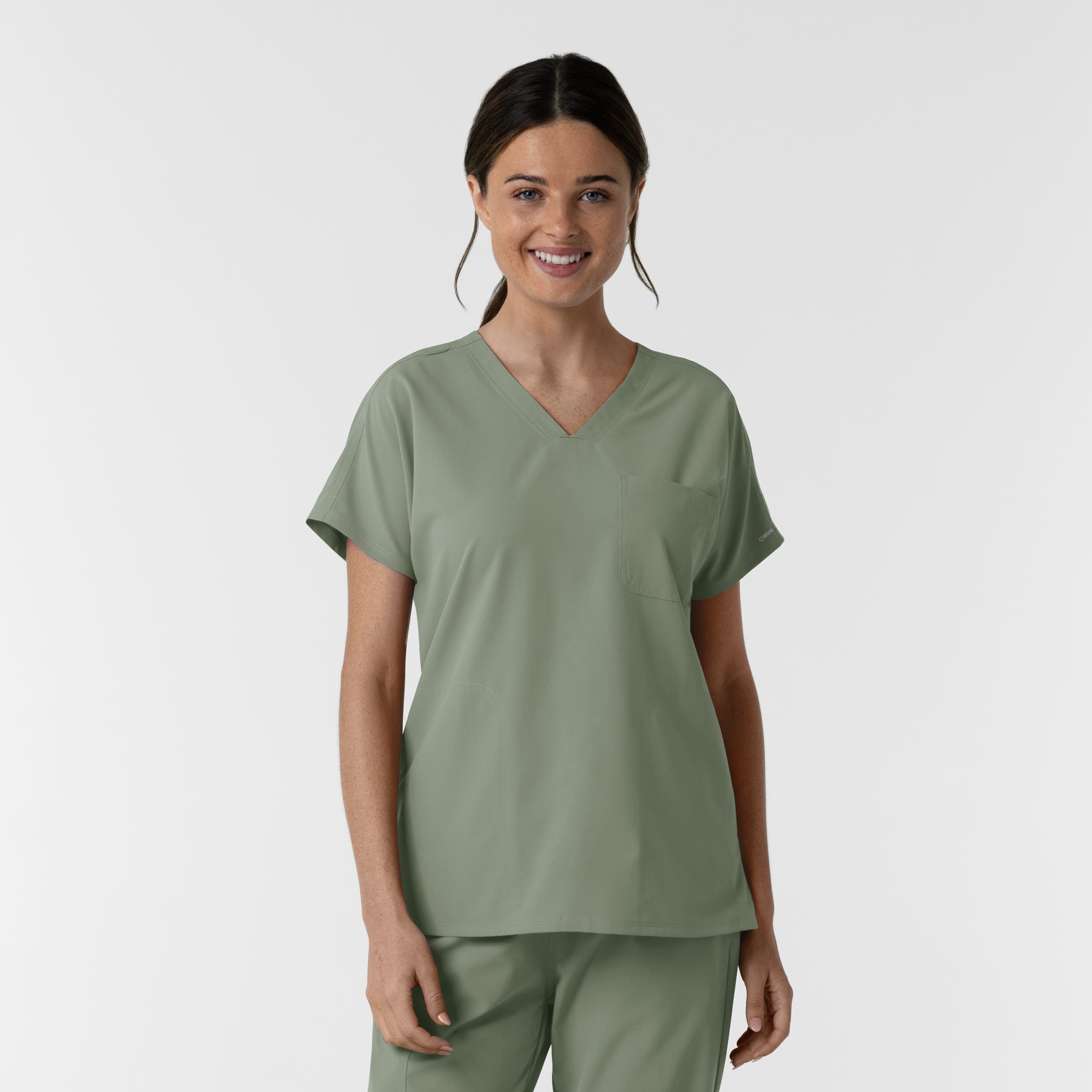 NURTUR Women's Drop Shoulder Tunic Scrub Top - Sage
