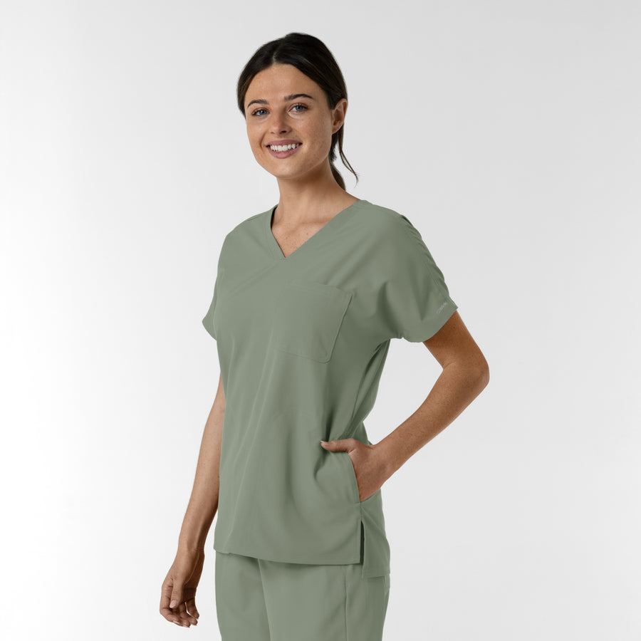 NURTUR Women's Drop Shoulder Tunic Scrub Top - Sage side