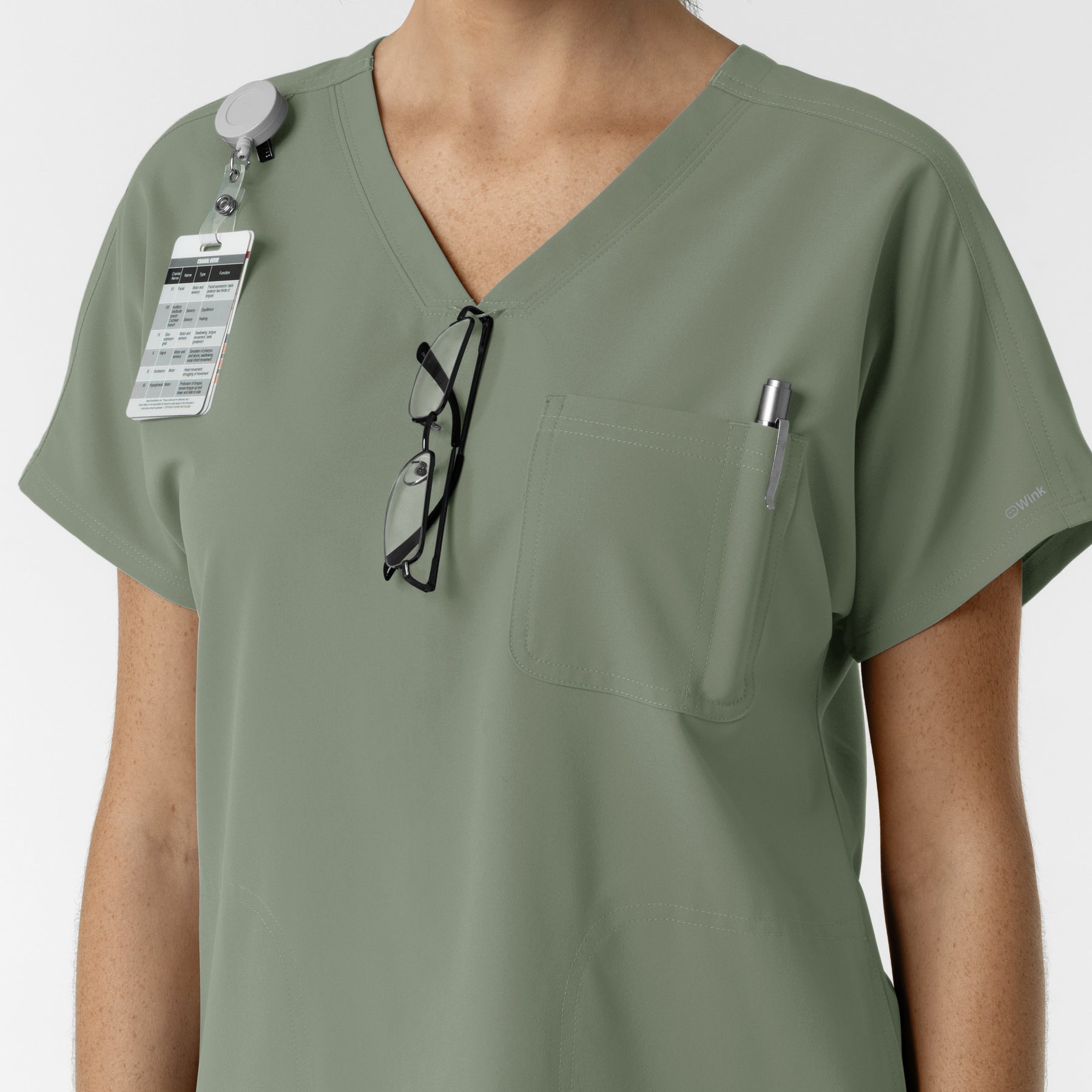 NURTUR Women's Drop Shoulder Tunic Scrub Top - Sage accessories