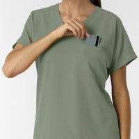 NURTUR Women's Drop Shoulder Tunic Scrub Top - Sage chest pocket