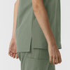 NURTUR Women's Drop Shoulder Tunic Scrub Top - Sage side hem vent