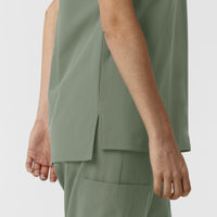 NURTUR Women's Drop Shoulder Tunic Scrub Top - Sage side hem vent