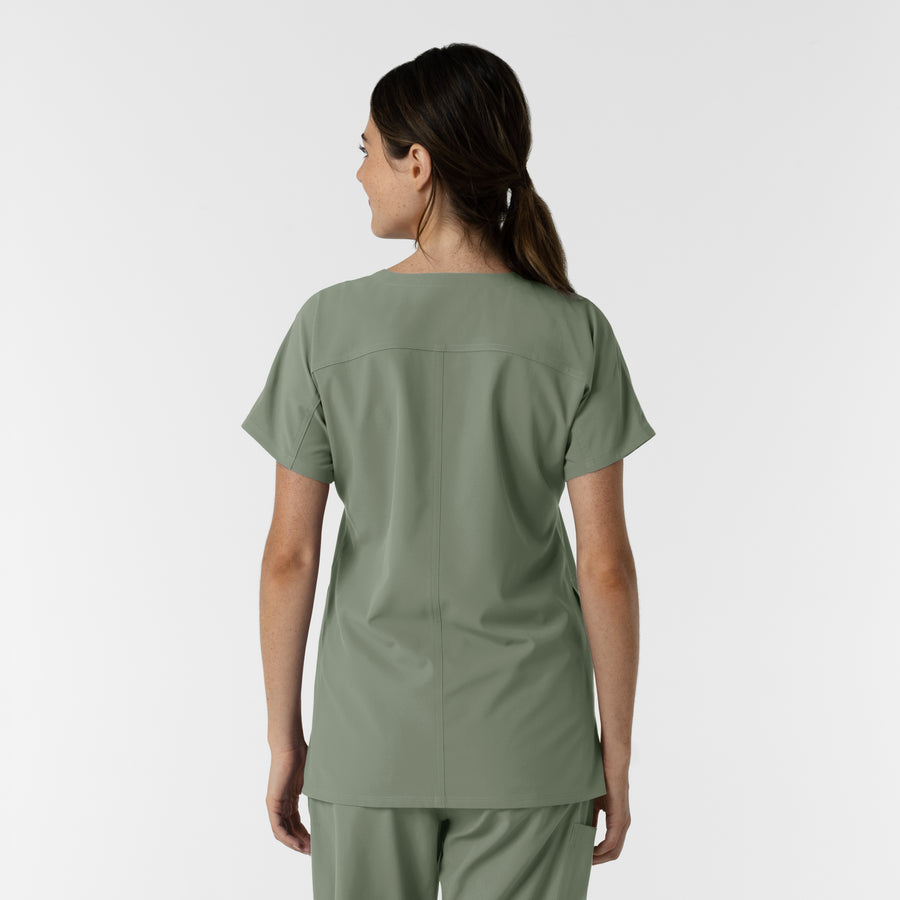 NURTUR Women's Drop Shoulder Tunic Scrub Top Sage back view