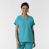 Nurtur Women's Drop Shoulder Tunic Scrub Top - Teal Blue