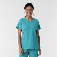Nurtur Women's Drop Shoulder Tunic Scrub Top - Teal Blue