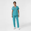 Nurtur Women's Straight Leg Cargo Scrub Pant - Teal Blue