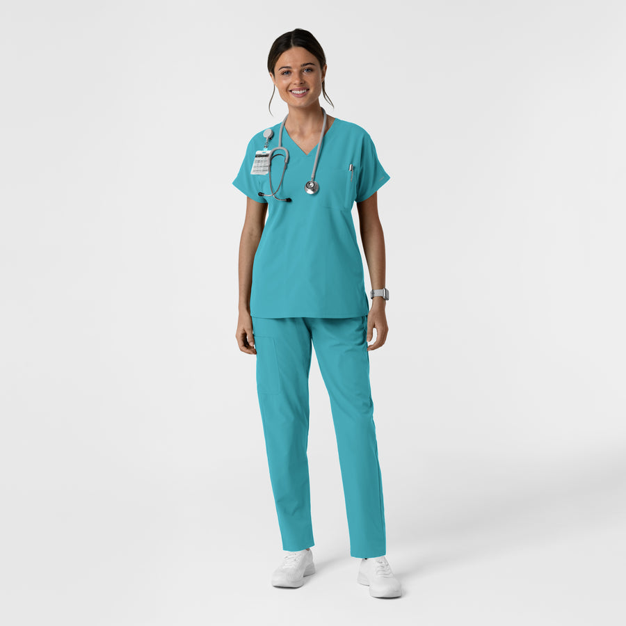 Nurtur Women's Straight Leg Cargo Scrub Pant - Teal Blue