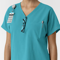 Nurtur Women's Drop Shoulder Tunic Scrub Top - Teal Blue