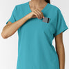 Nurtur Women's Drop Shoulder Tunic Scrub Top - Teal Blue