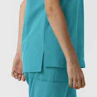 Nurtur Women's Drop Shoulder Tunic Scrub Top - Teal Blue