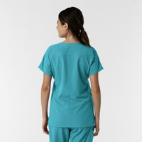 Nurtur Women's Drop Shoulder Tunic Scrub Top - Teal Blue