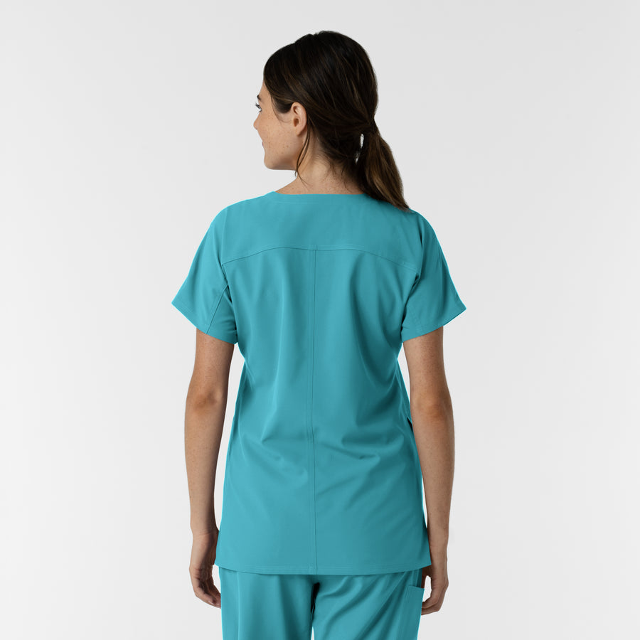 Nurtur Women's Drop Shoulder Tunic Scrub Top - Teal Blue