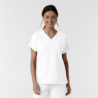 NURTUR Women's Drop Shoulder Tunic Scrub Top - White