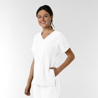 NURTUR Women's Drop Shoulder Tunic Scrub Top - White side 