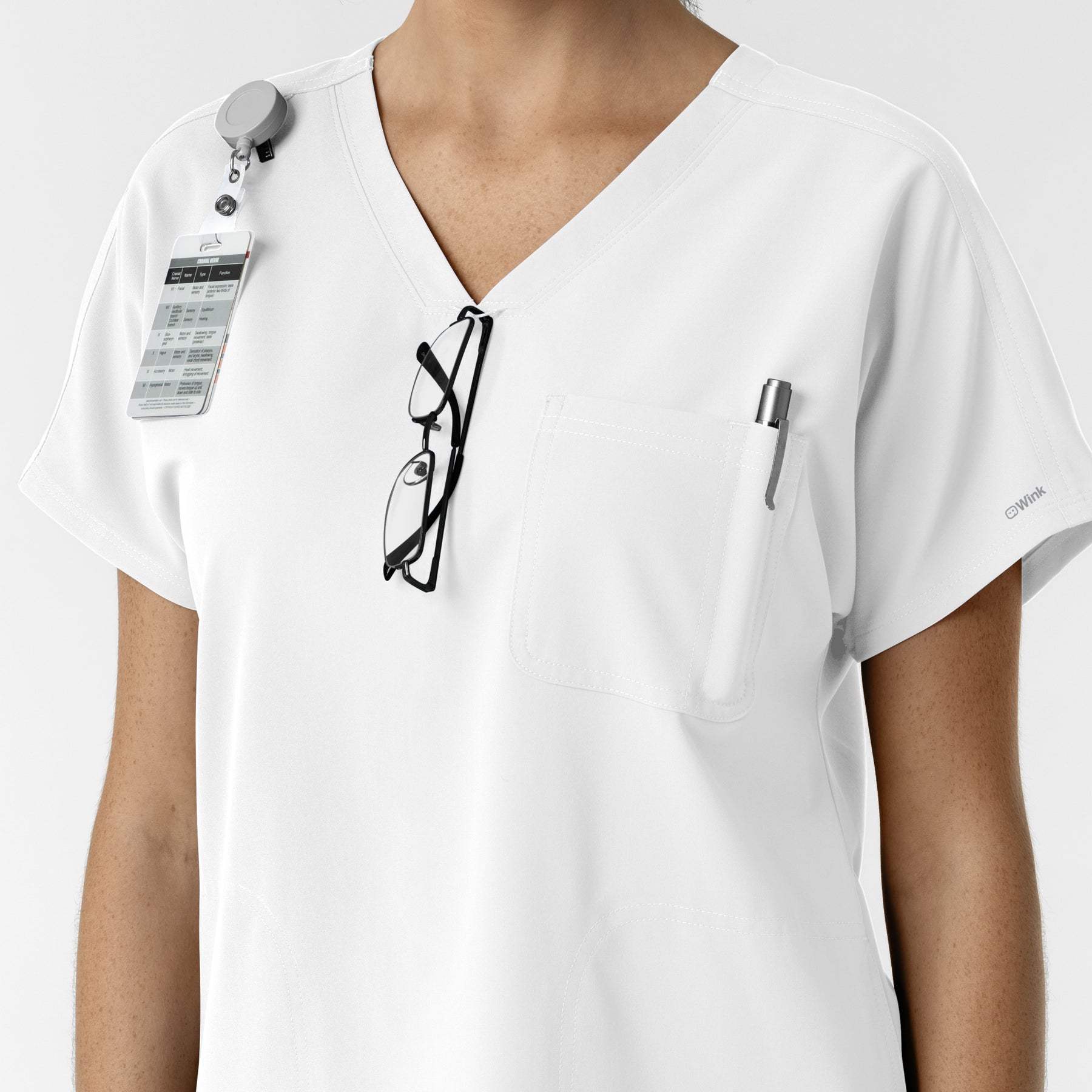 NURTUR Women's Drop Shoulder Tunic Scrub Top - White accessories
