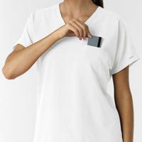NURTUR Women's Drop Shoulder Tunic Scrub Top - White chest pocket