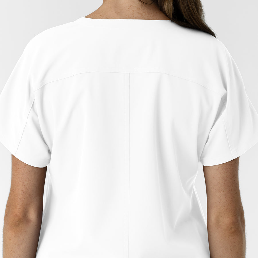 NURTUR Women's Drop Shoulder Tunic Scrub Top - White back detail