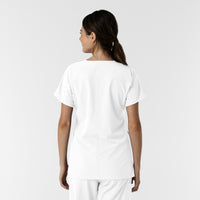 NURTUR Women's Drop Shoulder Tunic Scrub Top White back view