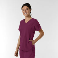 NURTUR Women's Drop Shoulder Tunic Scrub Top - Wine side