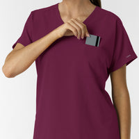 NURTUR Women's Drop Shoulder Tunic Scrub Top - Wine chest pocket