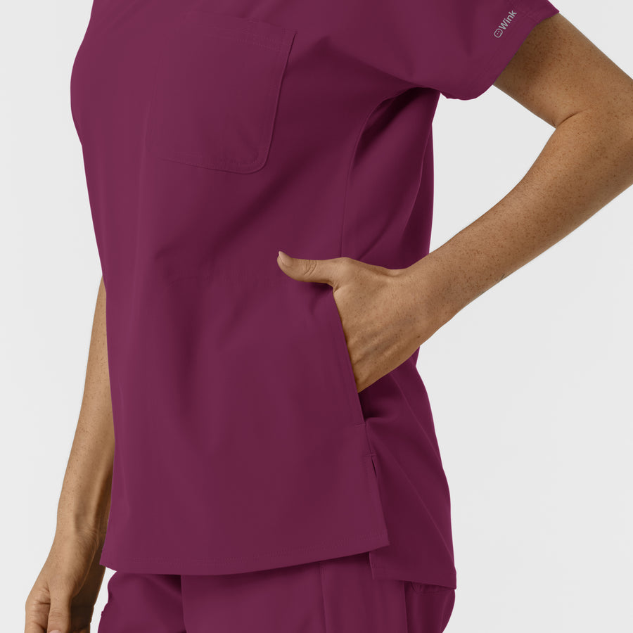 NURTUR Women's Drop Shoulder Tunic Scrub Top - Wine side pocket