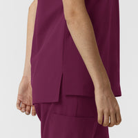 NURTUR Women's Drop Shoulder Tunic Scrub Top - Wine side hem vent