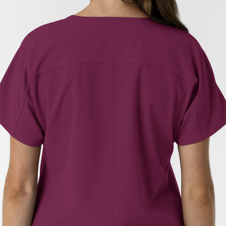 NURTUR Women's Drop Shoulder Tunic Scrub Top - Wine back detail