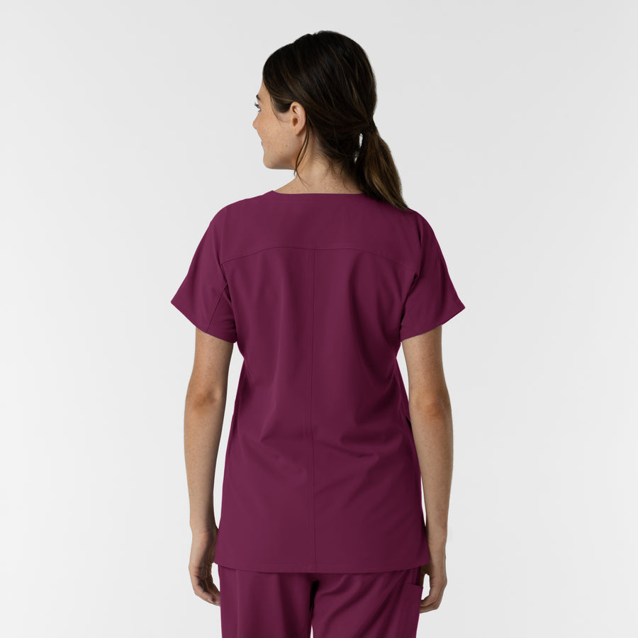 NURTUR Women's Drop Shoulder Tunic Scrub Top Wine back view