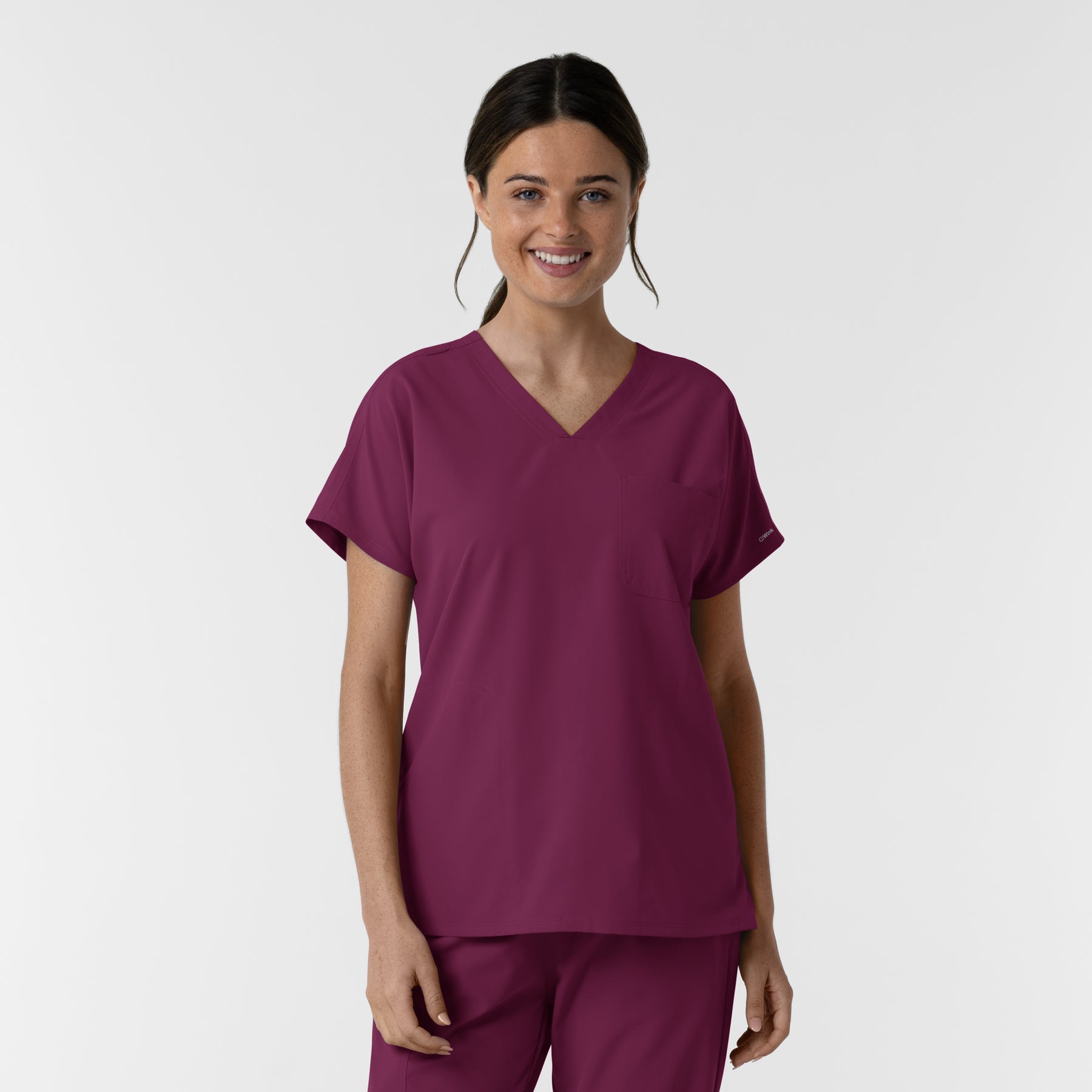 NURTUR Women's Drop Shoulder Tunic Scrub Top - Wine