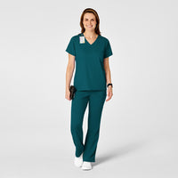 PRO Women's 4 Pocket V-Neck Scrub Top Caribbean Blue full scrub set