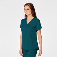 PRO Women's 4 Pocket V-Neck Scrub Top Caribbean Blue side view