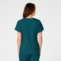 PRO Women's 4 Pocket V-Neck Scrub Top Caribbean Blue back view