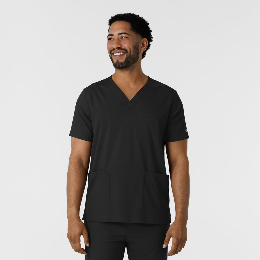 Boundless Men's Multi Pocket V-Neck Scrub Top Black