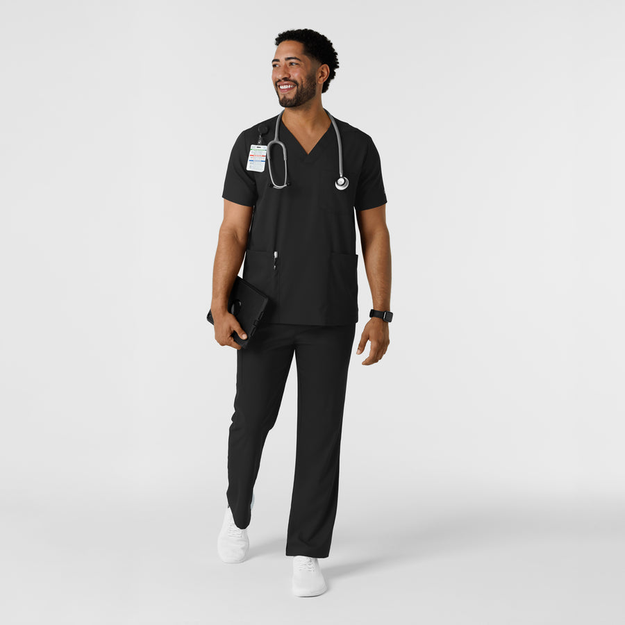 Boundless Men's Multi Pocket V-Neck Scrub Top Black full scrub set