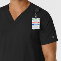 Boundless Men's Multi Pocket V-Neck Scrub Top Black side detail 1