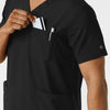 Boundless Men's Multi Pocket V-Neck Scrub Top Black side detail 2